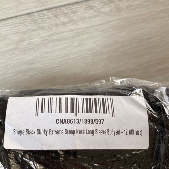 Pretty Little Things Shape Black Slinky Extreme Scoop Neck LongSleeve Bodysuit 8 - Picture 8 of 8